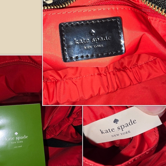 Kate Spade Stevie Baby Bag Large Black & White Polka Dot Nylon Diaper Bag Purse - Picture 11 of 14